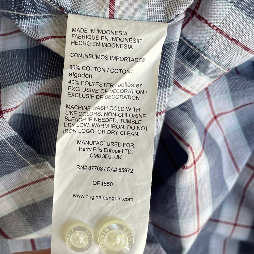 Original Penguin Blue and White Checkered Shirt - Picture 6 of 6